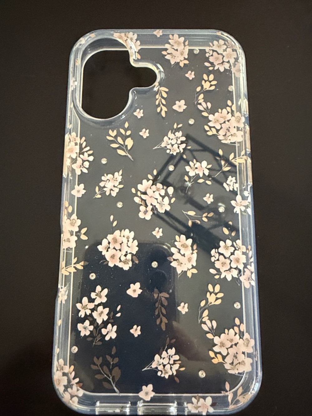 Clear Floral Phone Case with Pink Blossoms Fits iPhone 17
